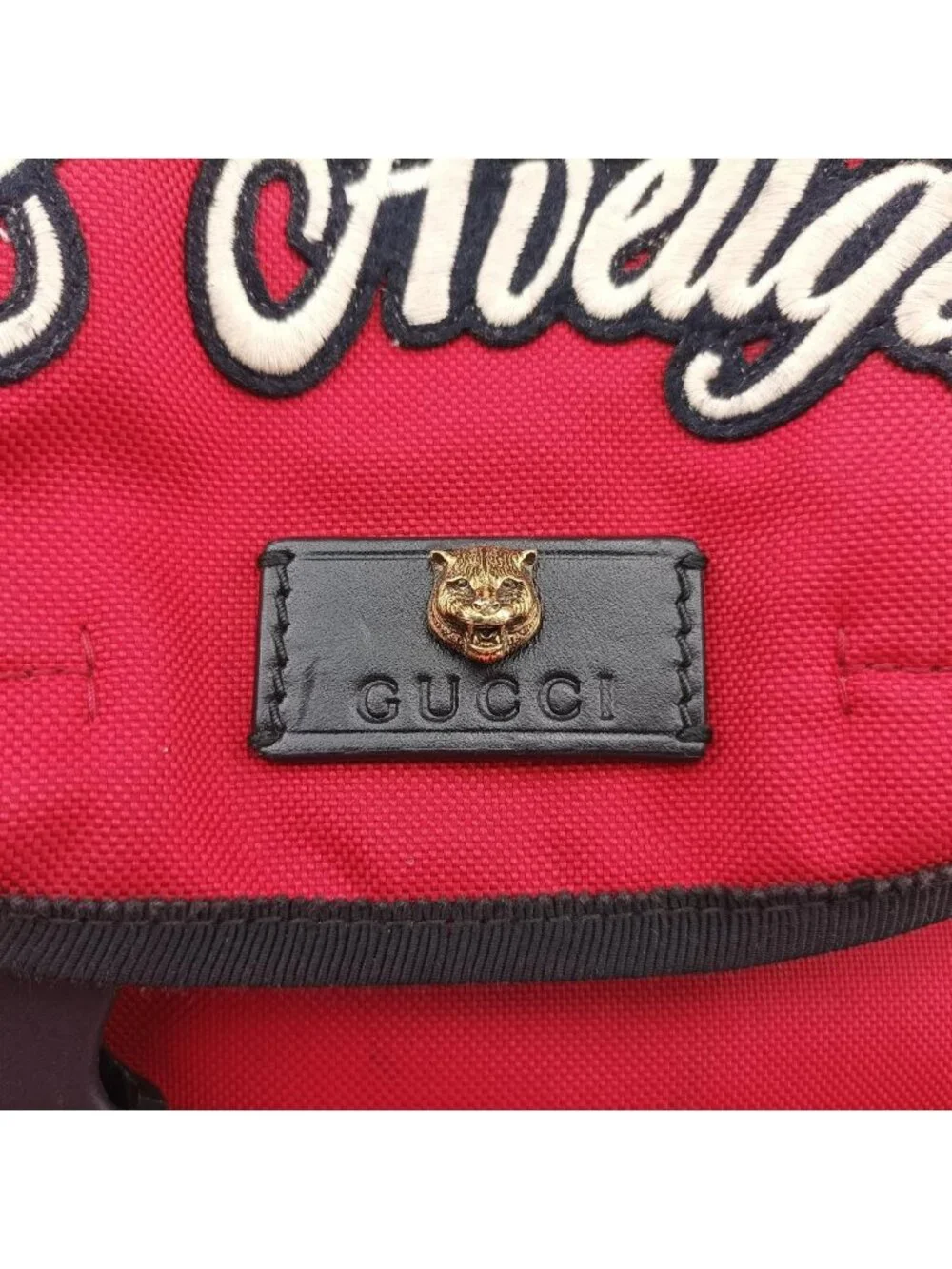 Gucci Techno Vintage Web la Vougre Pal Amour Embroidery Red Canvas Backpack